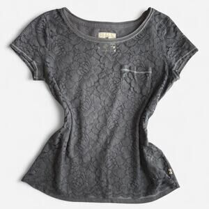 Hollister California Women's XS Lace Top Gray/White